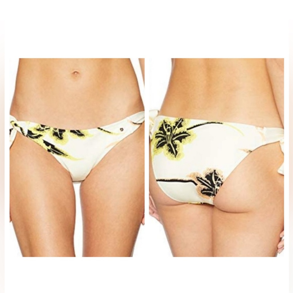 DEREK LAM 10 CROSBY VANILLA YELLOW BLACK PRINT BIKINI BOTTOM M